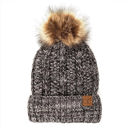 #31 Four-Tone (Black/Grey/Beige/Lt. Beige) CC Multi-Color Plush Pom Beanie