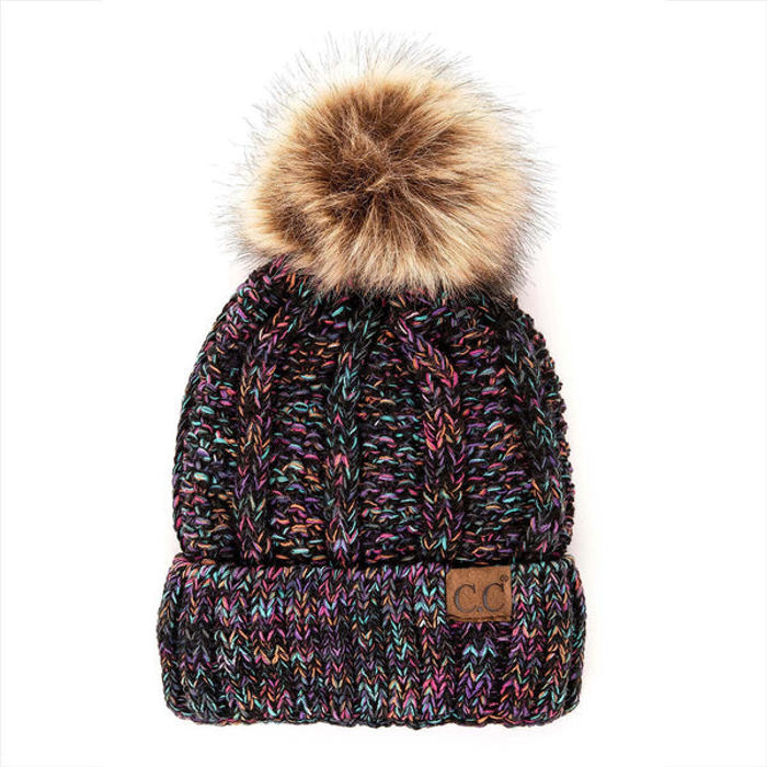 CC Multi-Color Plush Pom Beanie