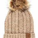 #8 Two-Tone (Taupe) CC Multi-Color Plush Pom Beanie