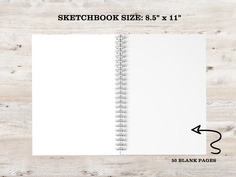 Personalized Sketchbook | 8.5 x 11 | 50 Blank White Pages