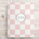 Pink Check Personalized Sketchbook | 8.5 x 11 | 50 Blank White Pages