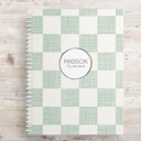 Mint Check Personalized Sketchbook | 8.5 x 11 | 50 Blank White Pages