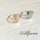 7 Gold Wildflower Engraved Oval Rings