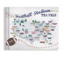 Football 16 x 20 Pro Sports Stadium Maps with Travel Pins | 8x10, 11x14 OR 16x20 Canvas