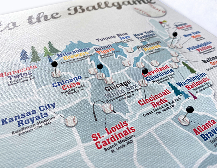 Pro Sports Stadium Maps with Travel Pins | 8x10, 11x14 OR 16x20 Canvas
