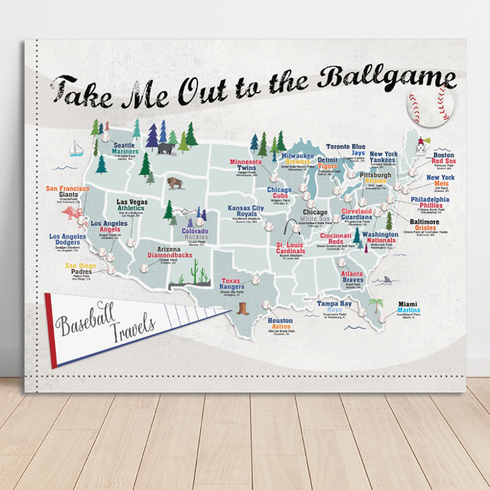 Pro Sports Stadium Maps with Travel Pins | 8x10, 11x14 OR 16x20 Canvas