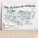 Baseball 16 x 20 Pro Sports Stadium Maps with Travel Pins | 8x10, 11x14 OR 16x20 Canvas