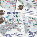  College Football Stadium Maps with Travel Pins |  8x10, 11x14 OR 16x20 Canvas