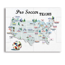 Soccer 16 x 20 Pro Sports Stadium Maps with Travel Pins | 8x10, 11x14 OR 16x20 Canvas