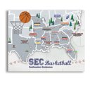 SEC - Basketball 8 x 10 College Basketball Stadium Maps with Travel Pins |  8x10, 11x14 OR 16x20 Canvas