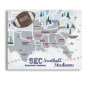 SEC - Football 8 x 10 College Football Stadium Maps with Travel Pins |  8x10, 11x14 OR 16x20 Canvas