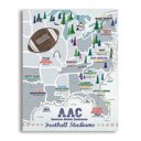 AAC 8 x 10 College Football Stadium Maps with Travel Pins |  8x10, 11x14 OR 16x20 Canvas