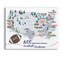 ACC 8 x 10 College Football Stadium Maps with Travel Pins |  8x10, 11x14 OR 16x20 Canvas