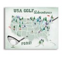 USA Golf Adventures 8 x 10 Golf Maps with Travel Pins |  8x10, 11x14 OR 16x20 Canvas