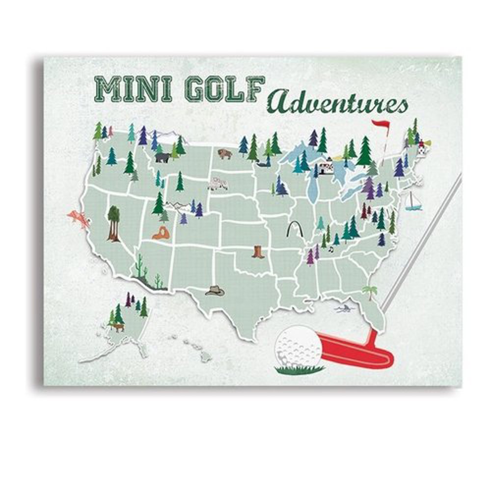 Golf Maps with Travel Pins |  8x10, 11x14 OR 16x20 Canvas