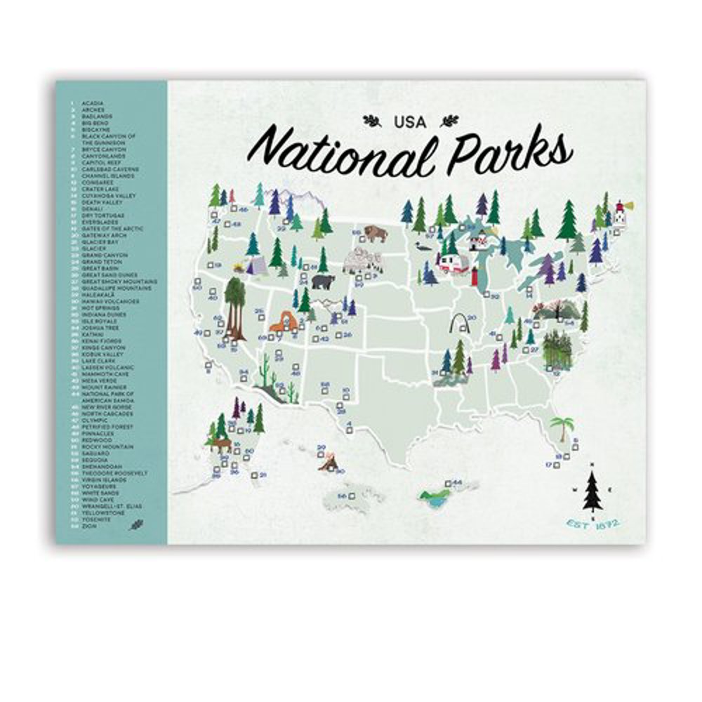 National Park Maps with Travel Pins | Canvas | Multiple Sizes