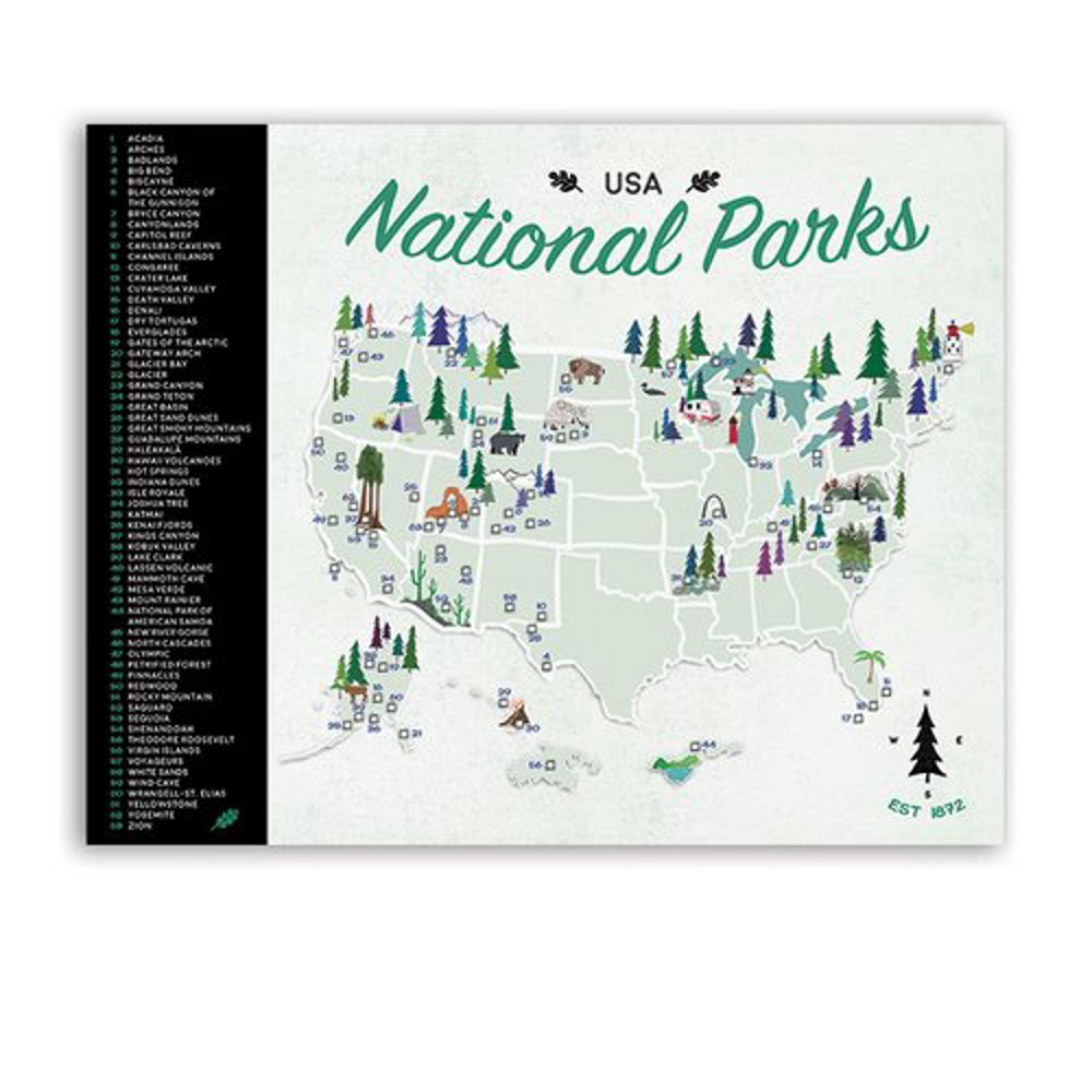 National Park Maps with Travel Pins | Canvas | Multiple Sizes