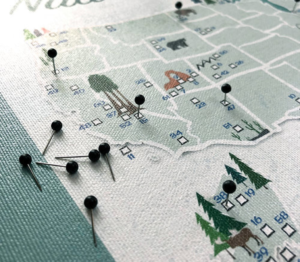 National Park Maps with Travel Pins | Canvas | Multiple Sizes