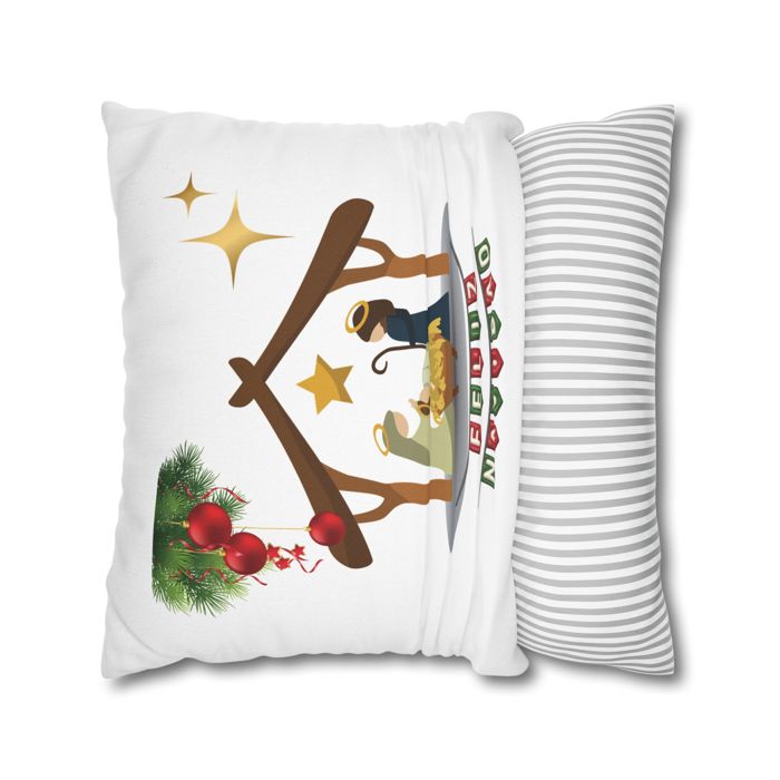 Feliz Navidad printed Nativity Square Pillow cover