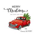18X18" Vintage Christmas Chevy Red truck Square Pillow cover