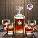  Personalized Whiskey Decanter Set | Custom Engraved Square Decanter with 4 Rocks Glasses | Valentine's Day Gift