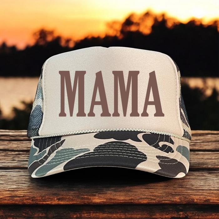 MAMA Classic Foam Women's Trucker Hat | Tan Camo 