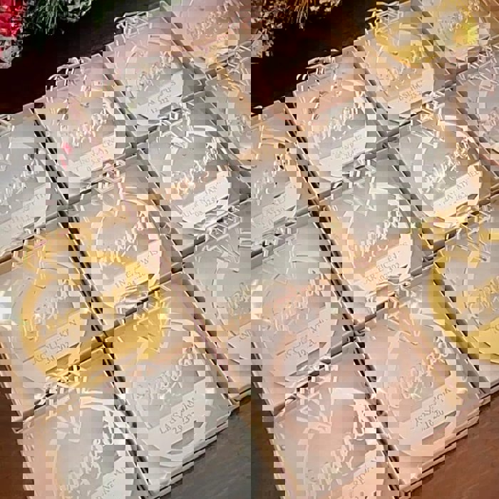 💍 First Christmas Engaged Personalized Laser Cut Acrylic Ring Ornament