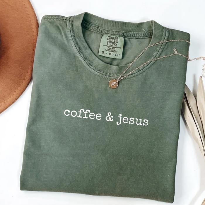 Coffee & Jesus Christian Faith Oversized Comfort Colors Graphic T-Shirt