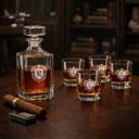 Personalized Whiskey Decanter Set | Custom Engraved Square Decanter with 4 Rocks Glasses | Valentine's Day Gift