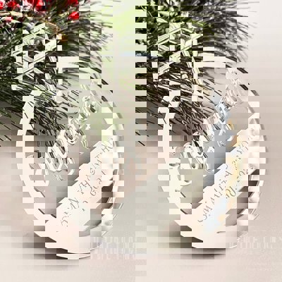 💍 First Christmas Engaged Personalized Laser Cut Acrylic Ring Ornament