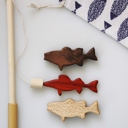  Wooden Fishing Pole with 3 Fish!