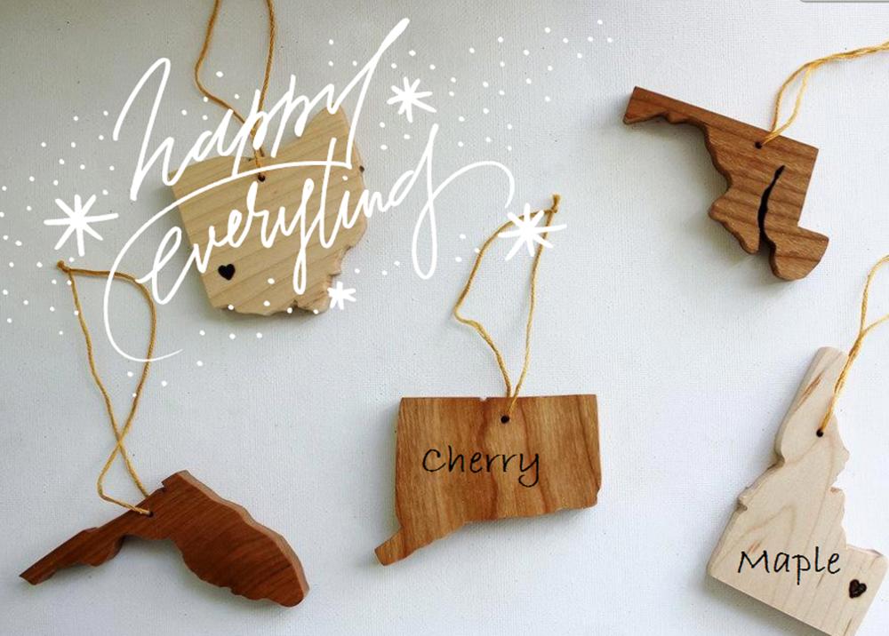 Personalized Wooden State Ornaments