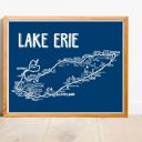 Lake Erie Blue Great Lakes Map Prints