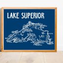 Lake Superior Blue Blue Great Lakes Map Prints