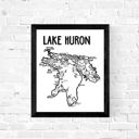 Lake Huron Black and White White Great Lakes Map Prints