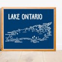 Lake Ontario Blue Blue Great Lakes Map Prints