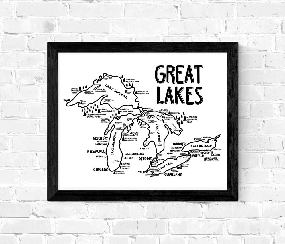 Great Lakes Map Prints