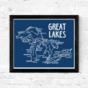 Great Lakes Blue Great Lakes Map Prints