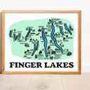 Finger Lakes Map Color Multi Vacation Map Prints