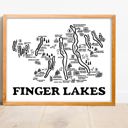 Finger Lakes Map Black and White White Vacation Map Prints