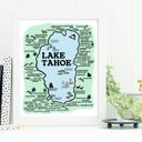 Lake Tahoe Map Color Multi Vacation Map Prints