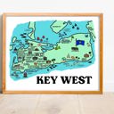 Key West Map Color Multi Vacation Map Prints