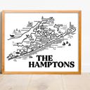 The Hamptons Map Black and White White Vacation Map Prints