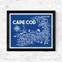 Cape Cod Map Blue Blue Vacation Map Prints