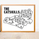 Catskills Map Black and White White Vacation Map Prints