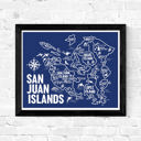 San Juan Islands Map Blue Blue Vacation Map Prints