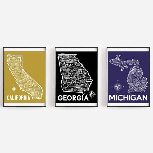 State Map Print | 3 Colors