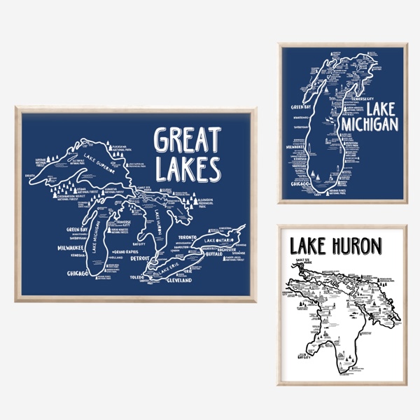 Great Lakes Map Prints