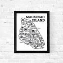 Mackinac Island Map Black and White White Vacation Map Prints