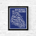 Mackinac Map Blue Blue Vacation Map Prints